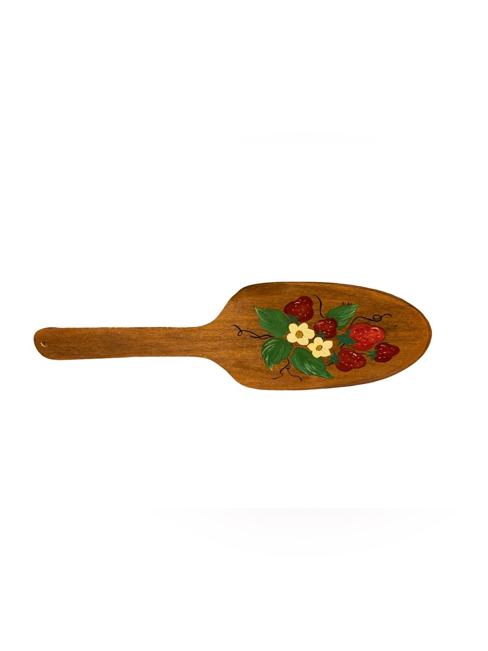 Vintage Hand Painted Strawberries 15” wooden paddle
